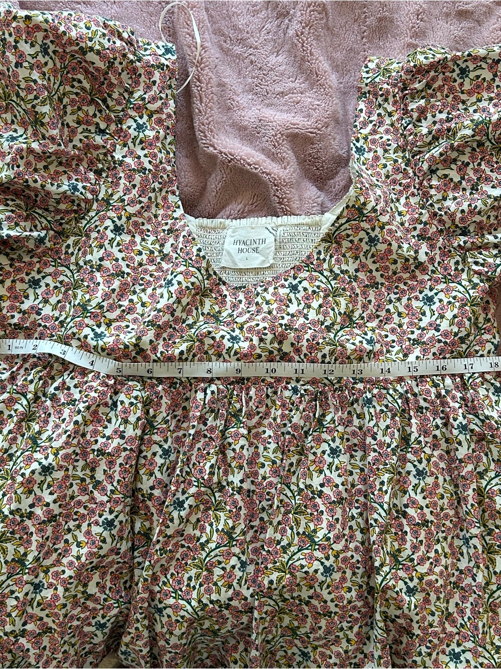 Floral Puff Sleeve Smocked Scoop Neck Virginia Blouse - Picture 6 of 9
